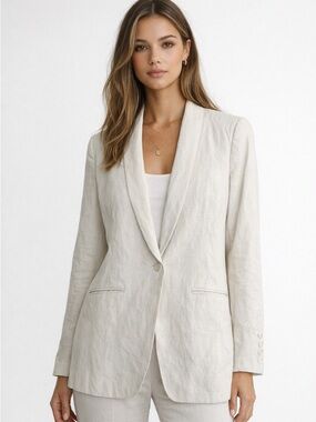 Vince Long Linen blend Women's Cream Single Button blazer, size 2